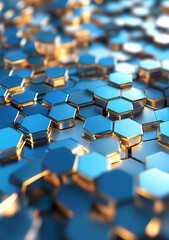 Obraz premium Abstract background with blue and gold hexagons