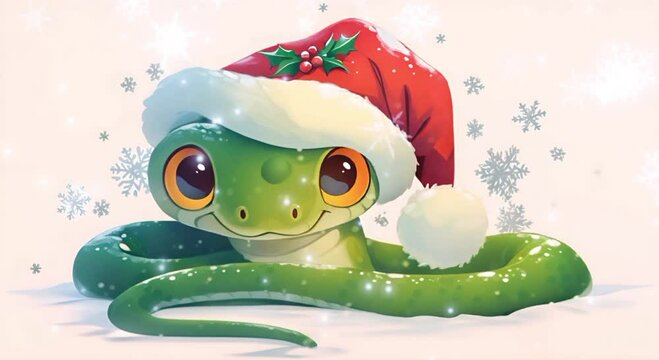 The symbol of the new year is a green snake. a festive poster with a snake.