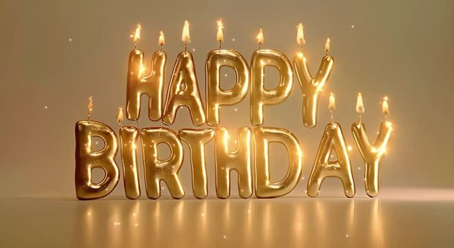 Birthday, golden text from balloons, party.