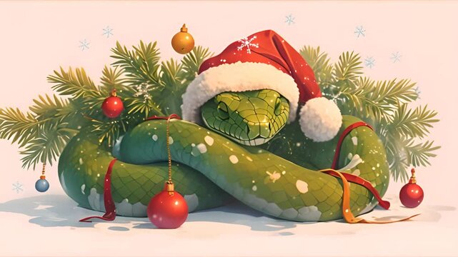 The symbol of the new year is a green snake. a festive poster with a snake.