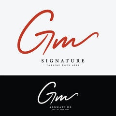G, M, GM Initial letter logo. Alphabet GM Handwritten Signature logo