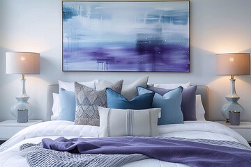 interior of bedroom with bed. minimalist bedroom setting with a statement