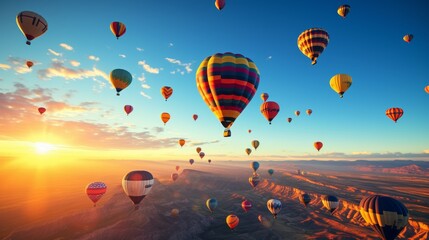 Naklejka premium Aerial spectacle albuquerque balloon fiesta with myriad air balloons adorning the sky