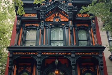 Fototapeta premium Uncover the intricate details and elaborate designs of 19th-century residential architecture