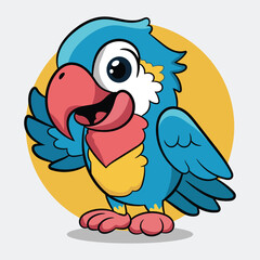 Cute Blue Bird Macaw Parrot Mascot Isolated cartoon illustration. Animal Nature Icon