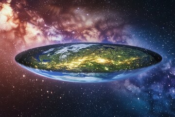 Obraz premium Flat Earth Concept in Space