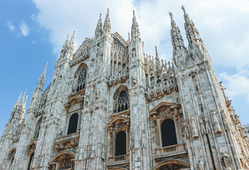 city cathedral duomo of milan detail with amazing figurines and architecture details gothic christian 