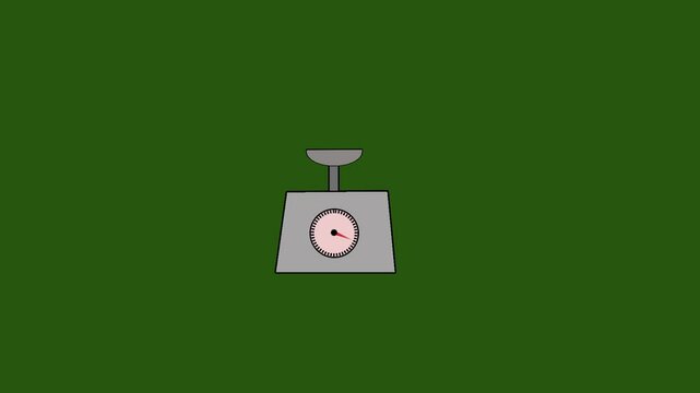 Weight miter animation.close up goods weight scale for measure weight loss.weighing scale to healthy slimming concept.