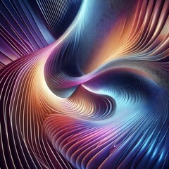 fractal glowing background in lilac, pink, blue and yellow tones. 3D illustration