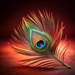 Obraz premium Peacock Feather, Symbol of Joy, Krishna's Presence, Spiritual Bliss, Janmashtami Celebration