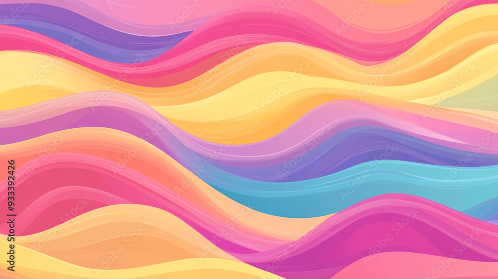 Poster colorful abstract waves in pastel shades creating a flowing pattern