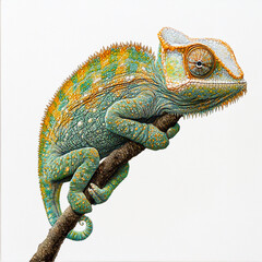 Obraz premium chameleon against white background 