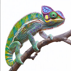 Obraz premium chameleon against white background 