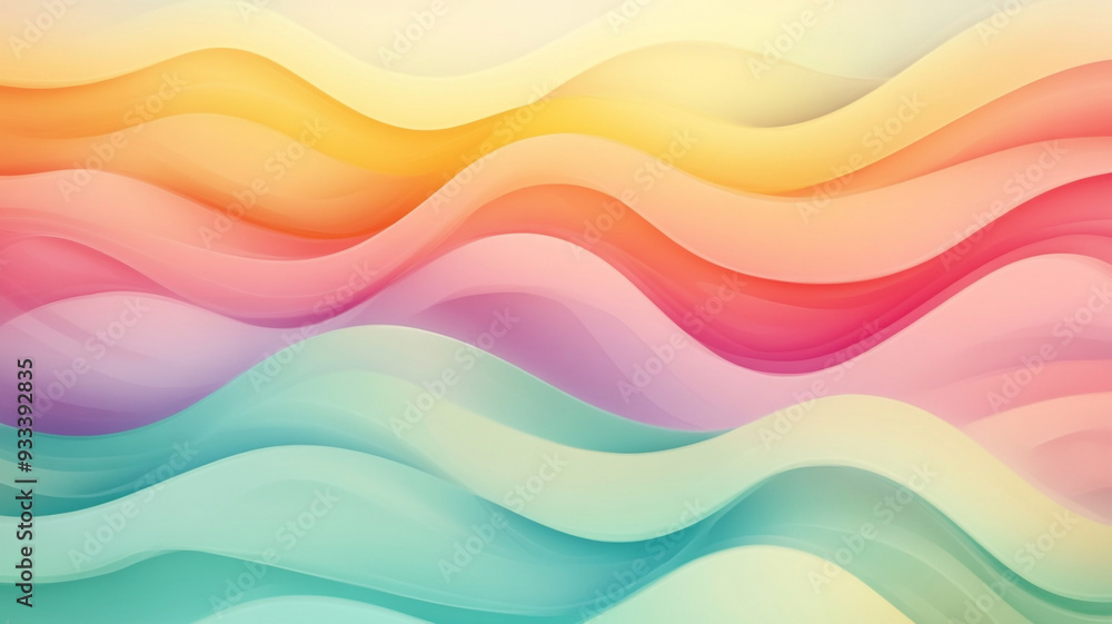 Aufkleber colorful wavy patterns in soft pastel tones creating a serene abstract background