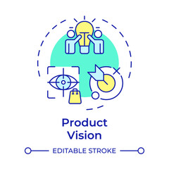 Product vision multi color concept icon. Future direction. Business strategy, project planning. Round shape line illustration. Abstract idea. Graphic design. Easy to use in infographic, presentation