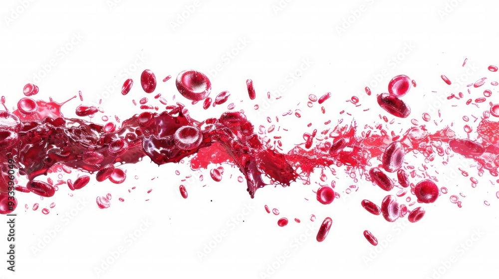 Poster a 3d animation of blood cells flowing through a vein, allowing viewers to see the movement from diff