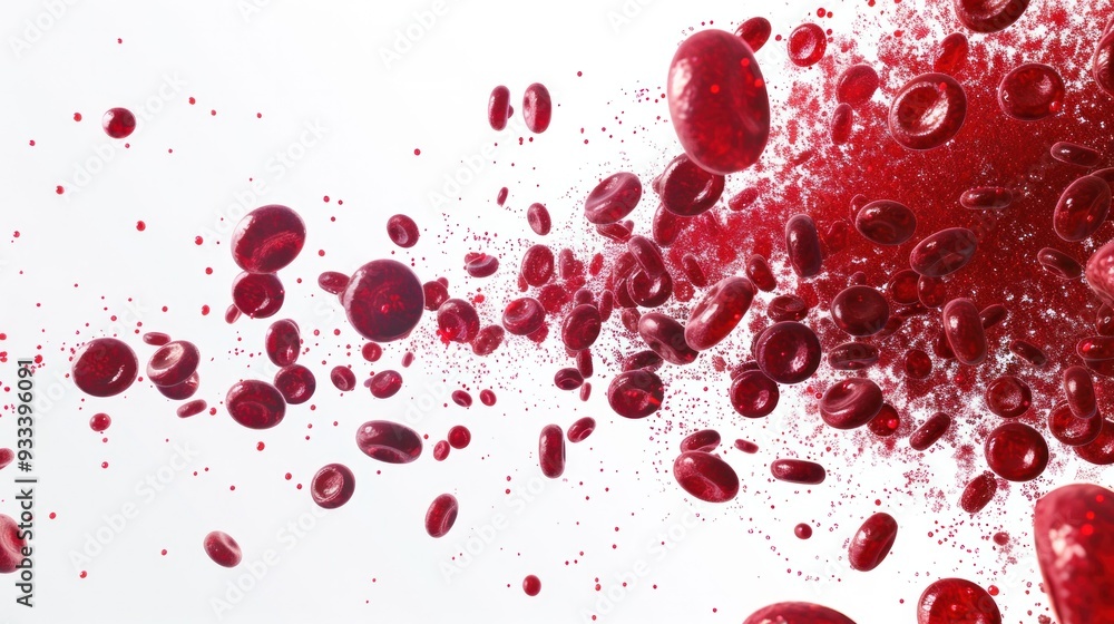 Poster a 3d animation of blood cells flowing through a vein, allowing viewers to see the movement from diff