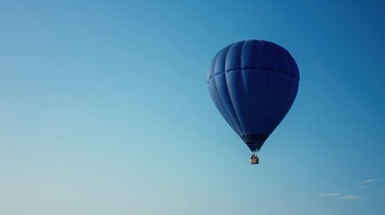 Fototapeta premium A dark blue hot air balloon drifting through a clear sky, symbolizing freedom