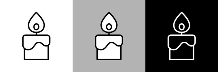 シンプルな線画のろうそくのベクターアイコン