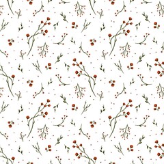 Vintage Floral Pattern: Simple and Seamless Wallpaper with Tiny Wild Flowers and Elegant Garden Motifs
