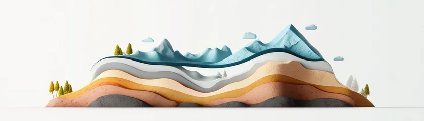 Gordijnen Layered mountains in soft colors create serene landscape, evoking sense of calm and tranquility. © Chaiwit