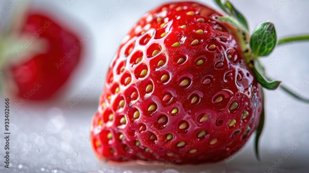 Aufkleber a close-up shot of a strawberry, revealing its delicate texture, tiny seeds, and mesmerizing pattern