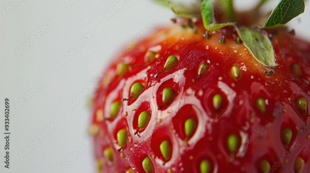 Aufkleber a close-up shot of a strawberry, revealing its delicate texture, tiny seeds, and mesmerizing pattern