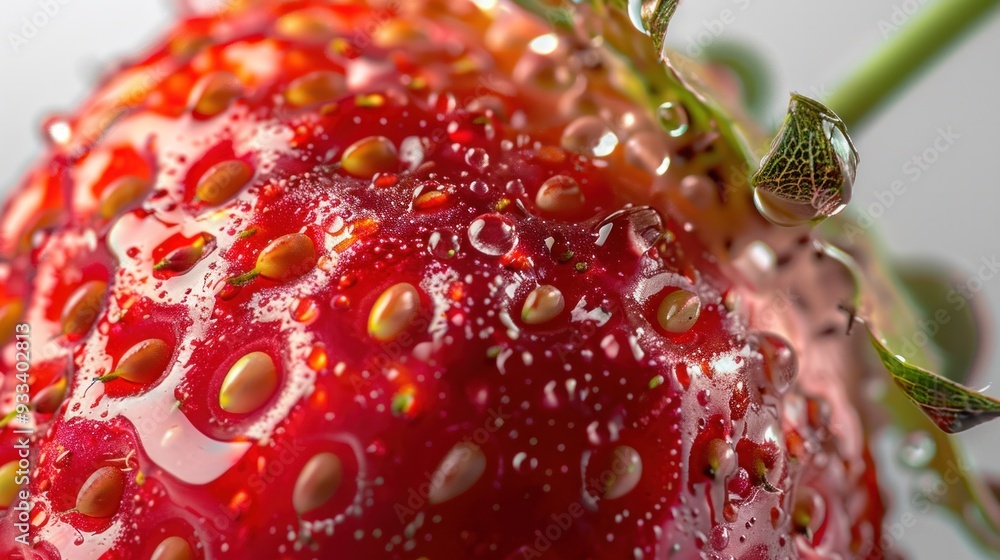 Aufkleber a close-up shot of a strawberry, revealing its delicate texture, tiny seeds, and mesmerizing pattern
