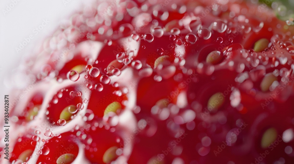 Aufkleber a close-up shot of a strawberry, revealing its delicate texture, tiny seeds, and mesmerizing pattern