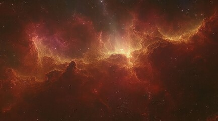 Obraz premium Glowing Red and Purple Nebula in Deep Space
