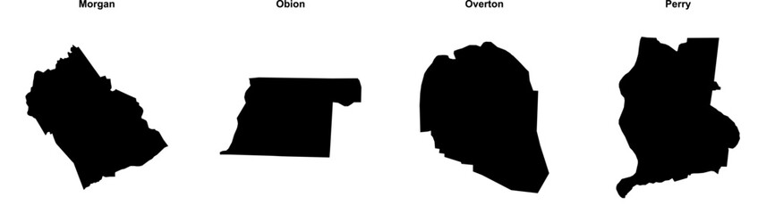 Morgan, Obion, Overton, Perry outline maps