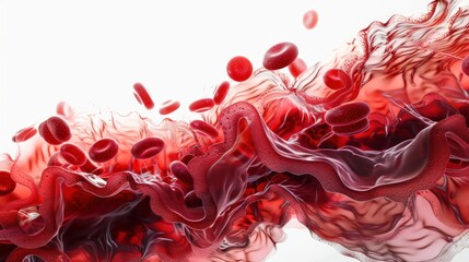 A cross-section of a vein showing the blood cells flowing through it, with the layers of the vein wall also visible