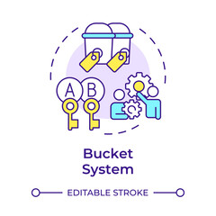 Bucket system multi color concept icon. Performance management, categorization. Round shape line illustration. Abstract idea. Graphic design. Easy to use in infographic, presentation