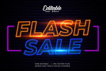 3d editable neon flash sale text effect