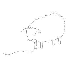 Continuous line art of a cute sheep.