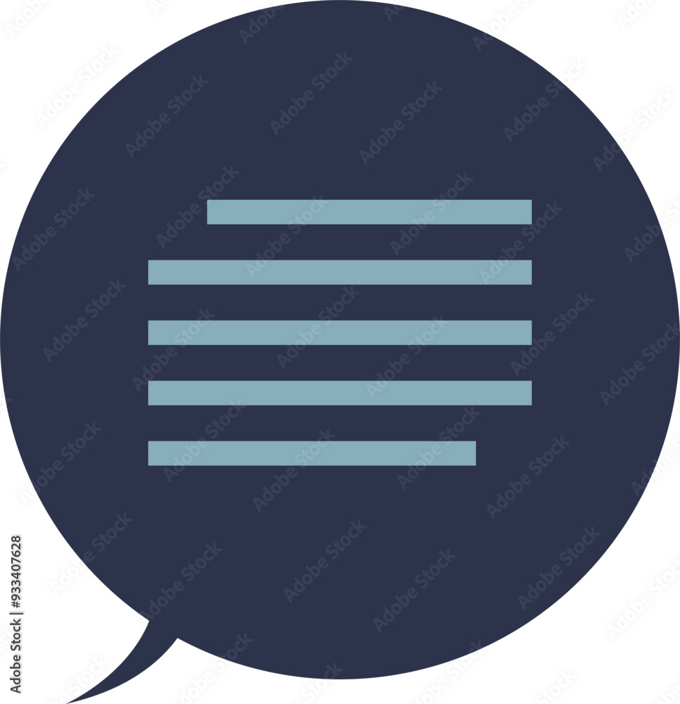 Aufkleber dark speech bubble with long horizontal text lines, symbolizing extended dialogue or narration.