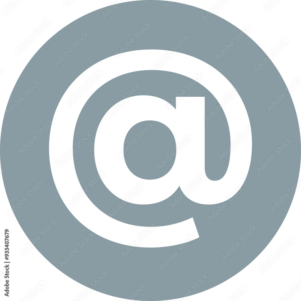 Aufkleber a simple grey '@' symbol, representing an email icon for digital communication.