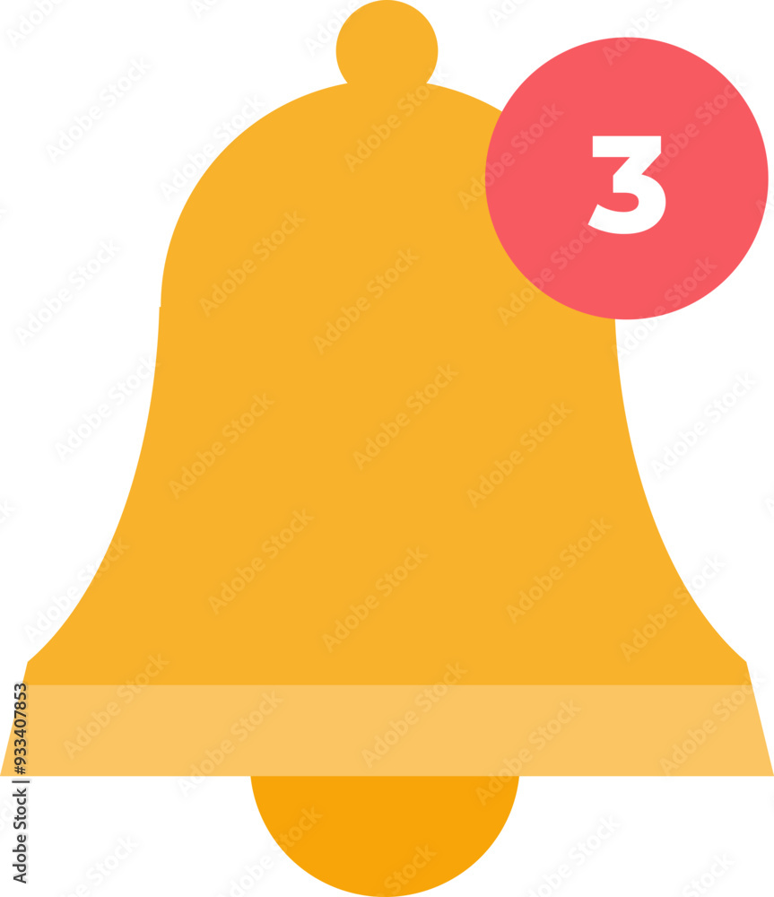 Poster golden notification bell icon with a red badge showing the number 3, indicating unread alerts.