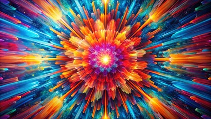 Bright vibrant abstract kaleidoscope worm's eye view explosion