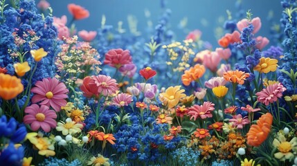 A vibrant collection of colorful flowers blooming in a picturesque garden