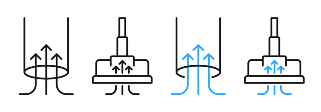 Suction vector icon set. vacuum cleaner air suction symbol in black color.