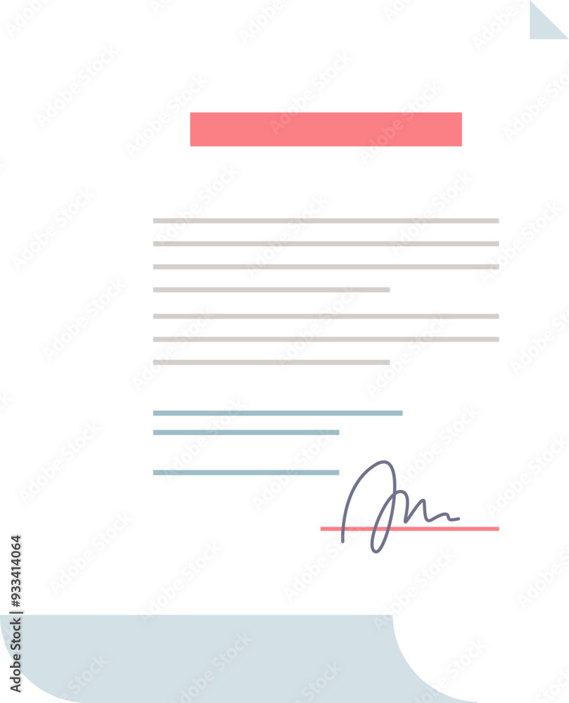 Aufkleber a document with a signature at the bottom, symbolizing agreement or contract finalization.