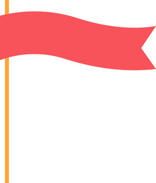 Red flag on a pole waving in the wind, symbolizing location marking or important spot.