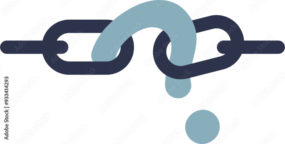 Poster a chain with a broken link replaced by a question mark, symbolizing uncertainty or problem-solving.