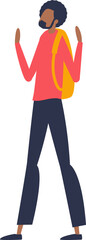 Obraz premium Young African American male with a backpack standing confidently, wearing casual clothes.