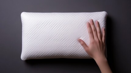 A White Pillow with a Hand Resting on Top