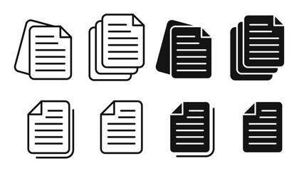 Organized Documents Vector Icon Set. Stacked Paperwork Vector Symbol for UI Design.
