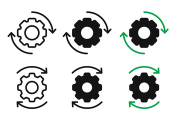 Operational Flow Vector Icon Set. Process Gear vector symbol for UI design.