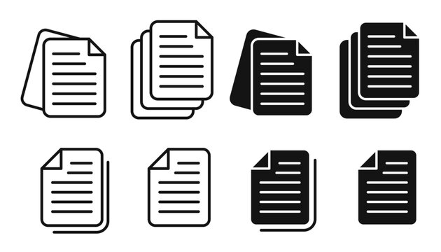 Organized Documents Vector Icon Set. Stacked Paperwork Vector Symbol for UI Design.