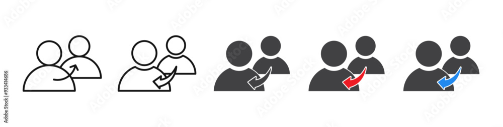 Poster Refer vector icon set. referral connection program symbol. recommend business client, employee or candidate icon. Refer a friend sign in black color. suitable for apps and web UI designs.